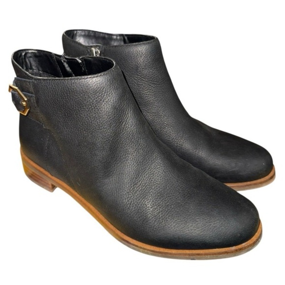 Cole Haan Ankle Boot Womens 6.5 Pre-Owned Bootie Black Leather Zip Buckle W14923
